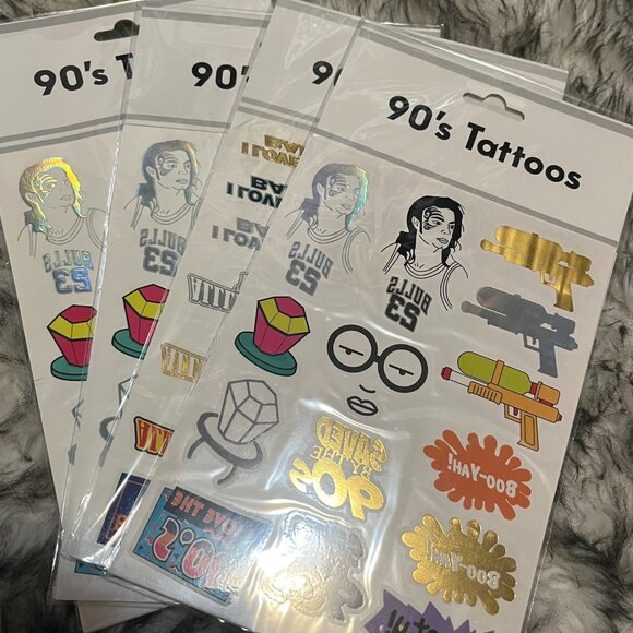 Vintage 90's Temporary Tattoos Pack Michael Jackson Daria MTV 5 Sheets 70 Tats - Picture 1 of 8
